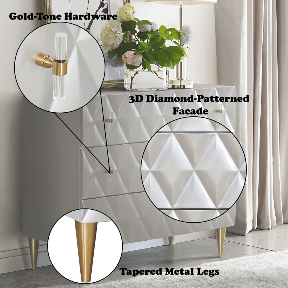 Anson - Console Cabinet - Metallic Silver & Champagne