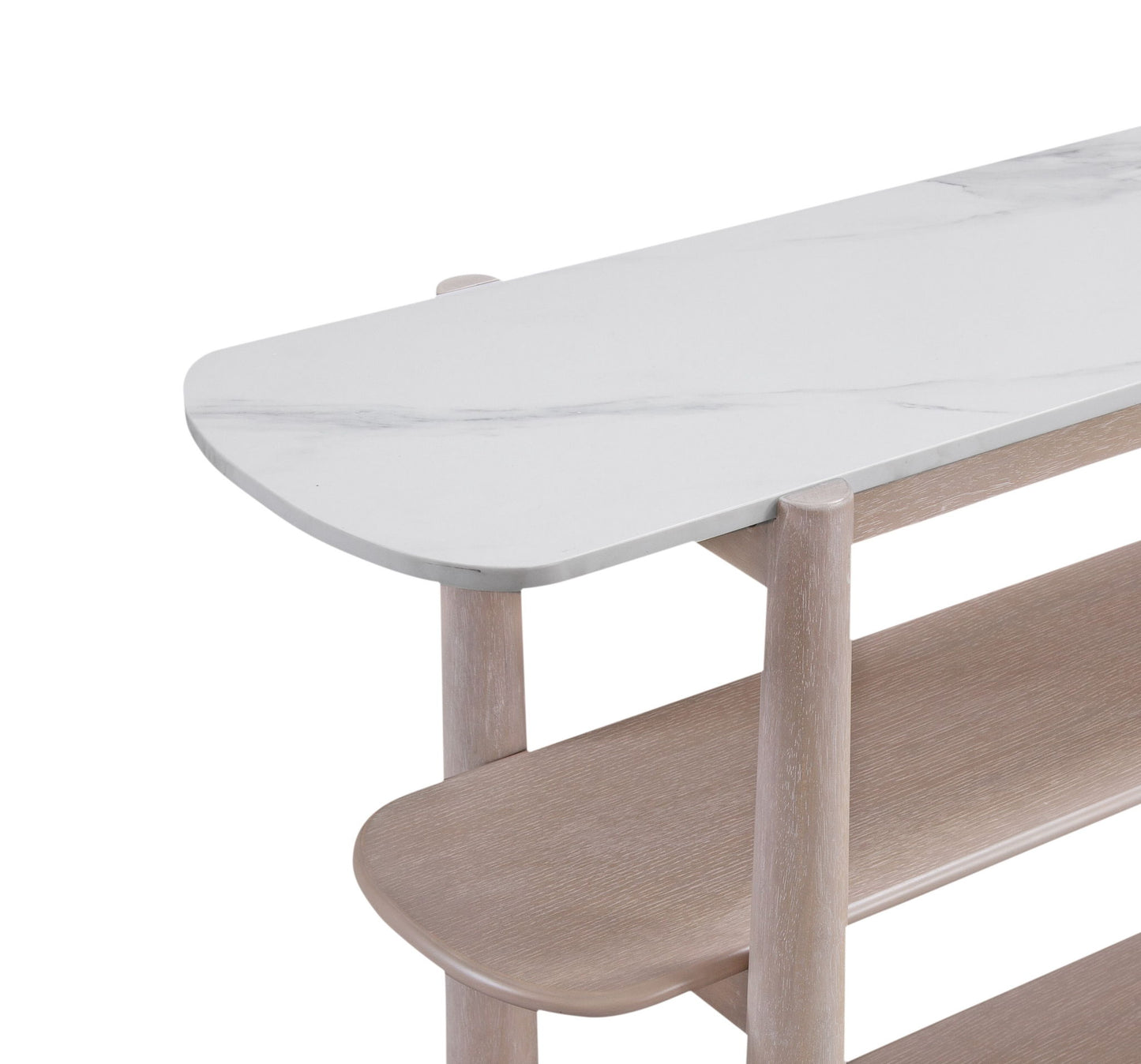 Horizons - Console Table - White Oak / White Marble