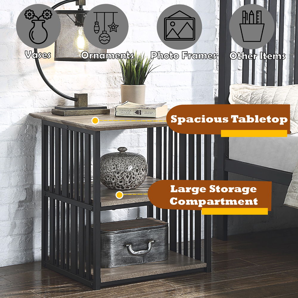Zudora - Nightstand - Antique Oak & Black
