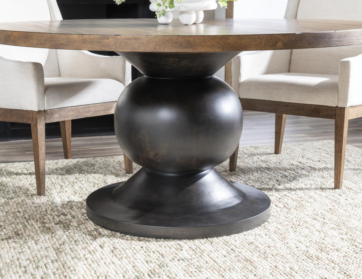 Artisan's Place - Complete Round Dining Table - Vintage Pine Ironwood