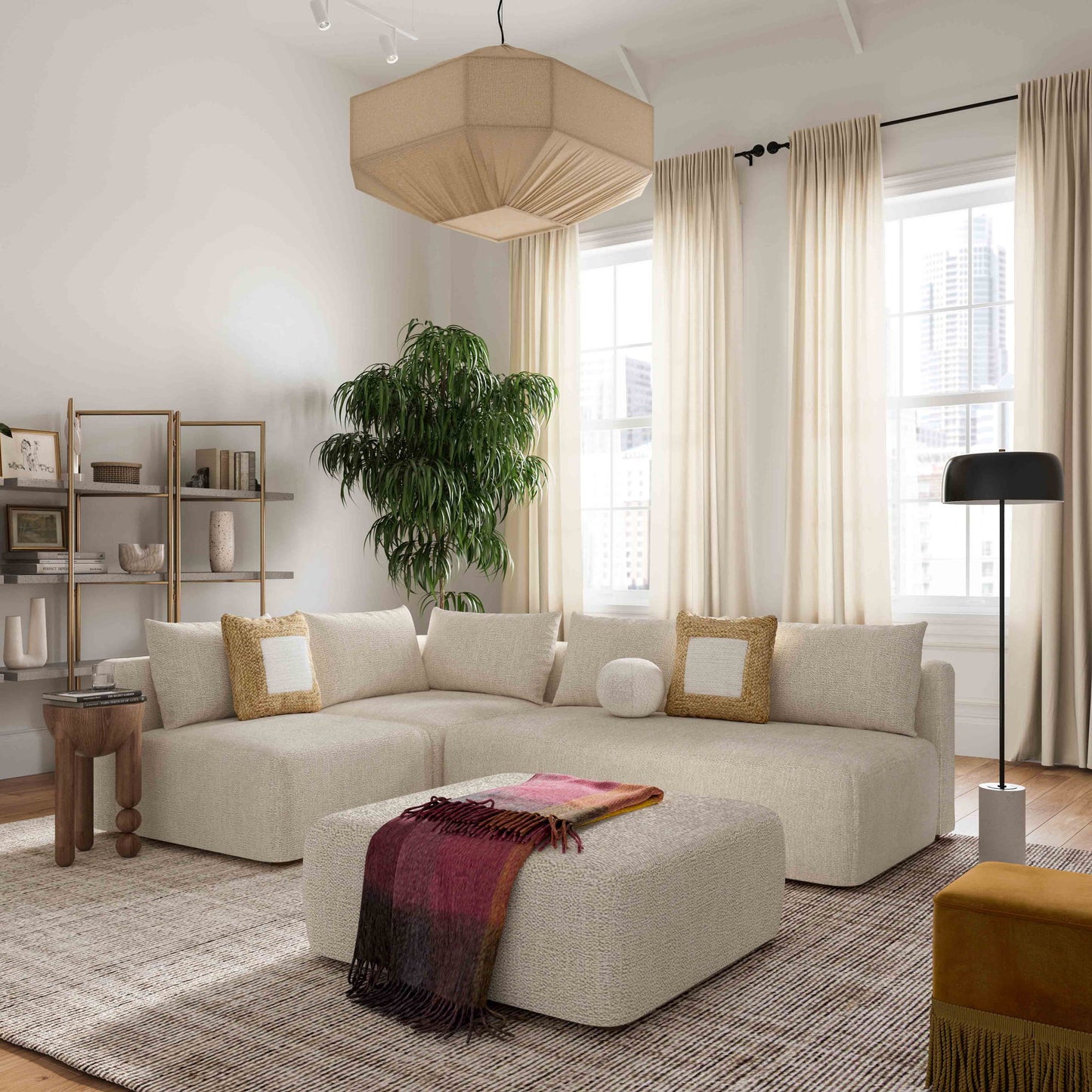Hangover - 4-Piece Modular Chaise Sectional - Cream