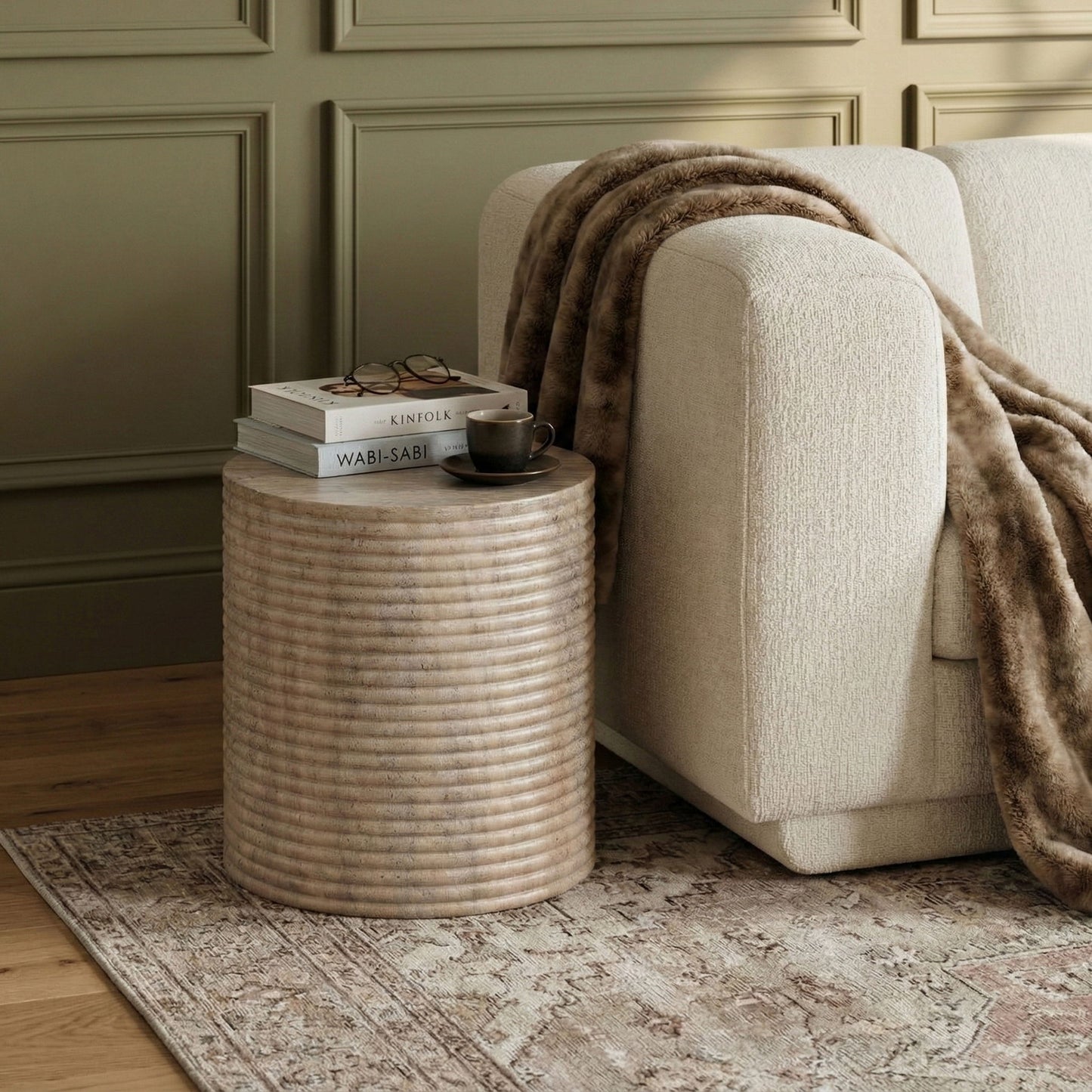 Rapallo - Concrete Indoor/Outdoor End Table - Travertine