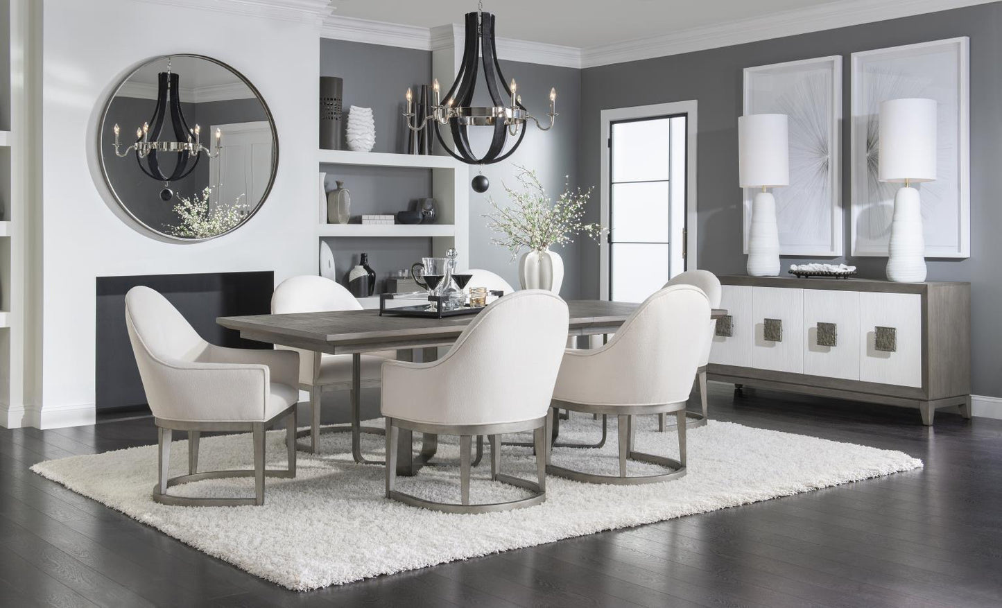Terra Luna - Complete Round Pedestal Table - White Cloud & Nightfall