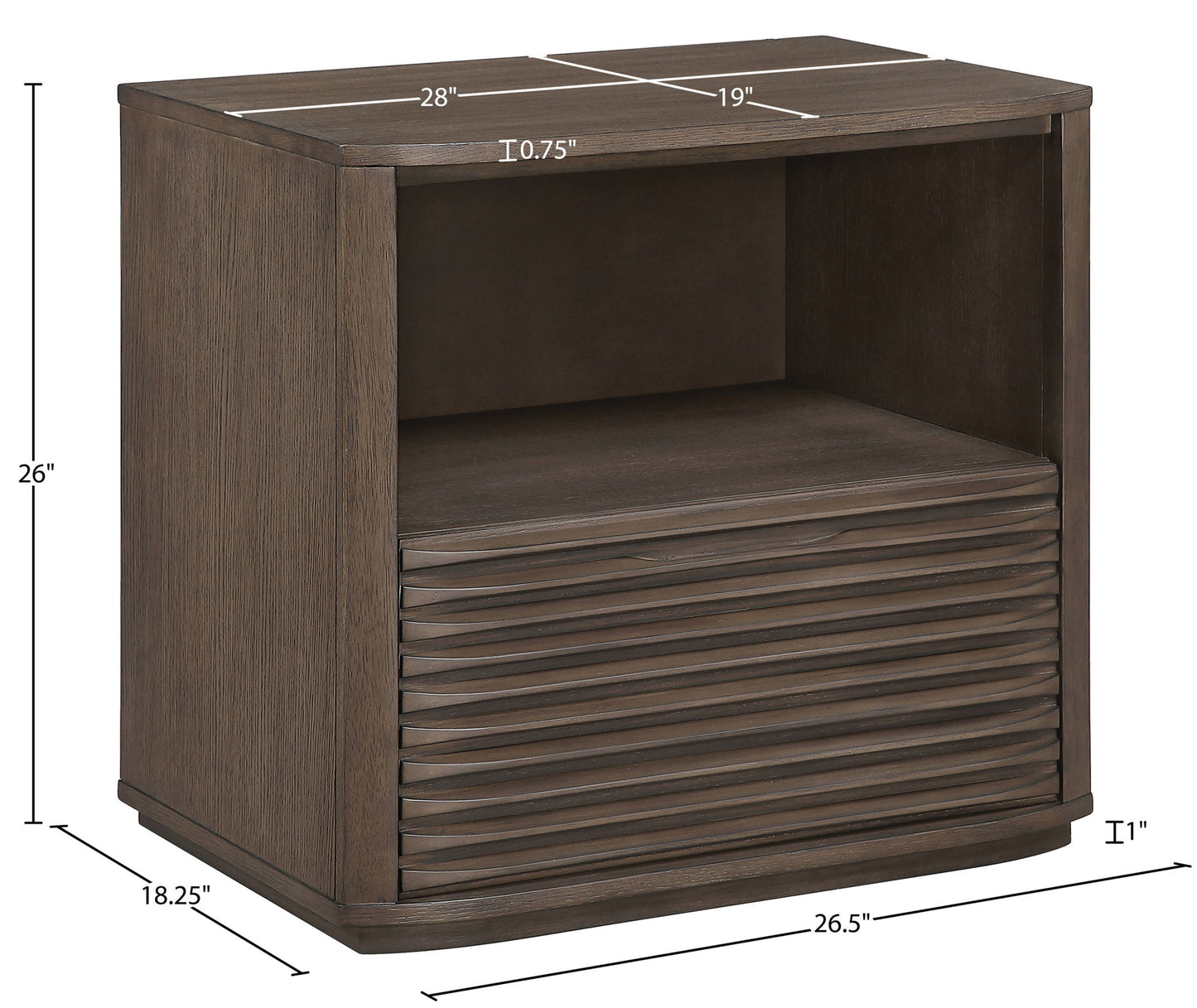Morino - Oak Veneer And Solid Wood Nightstand - Brown