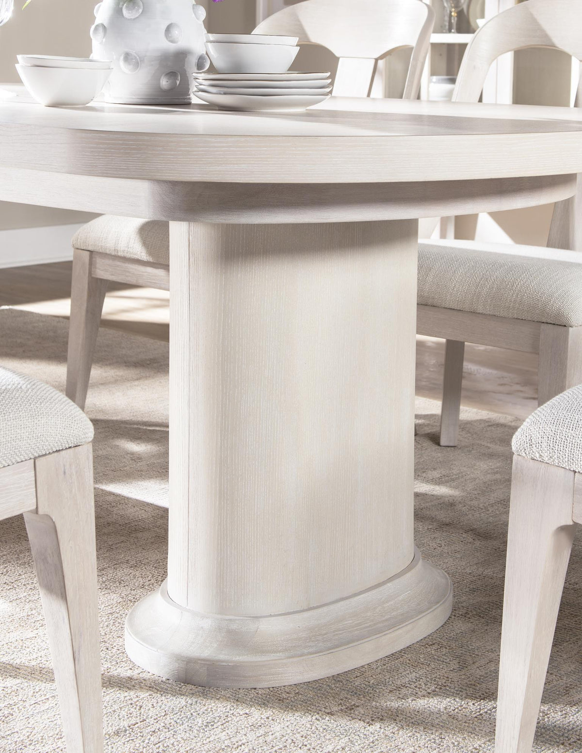 Harmony - Complete Double Pedestal Dining Table - Prelude Frost