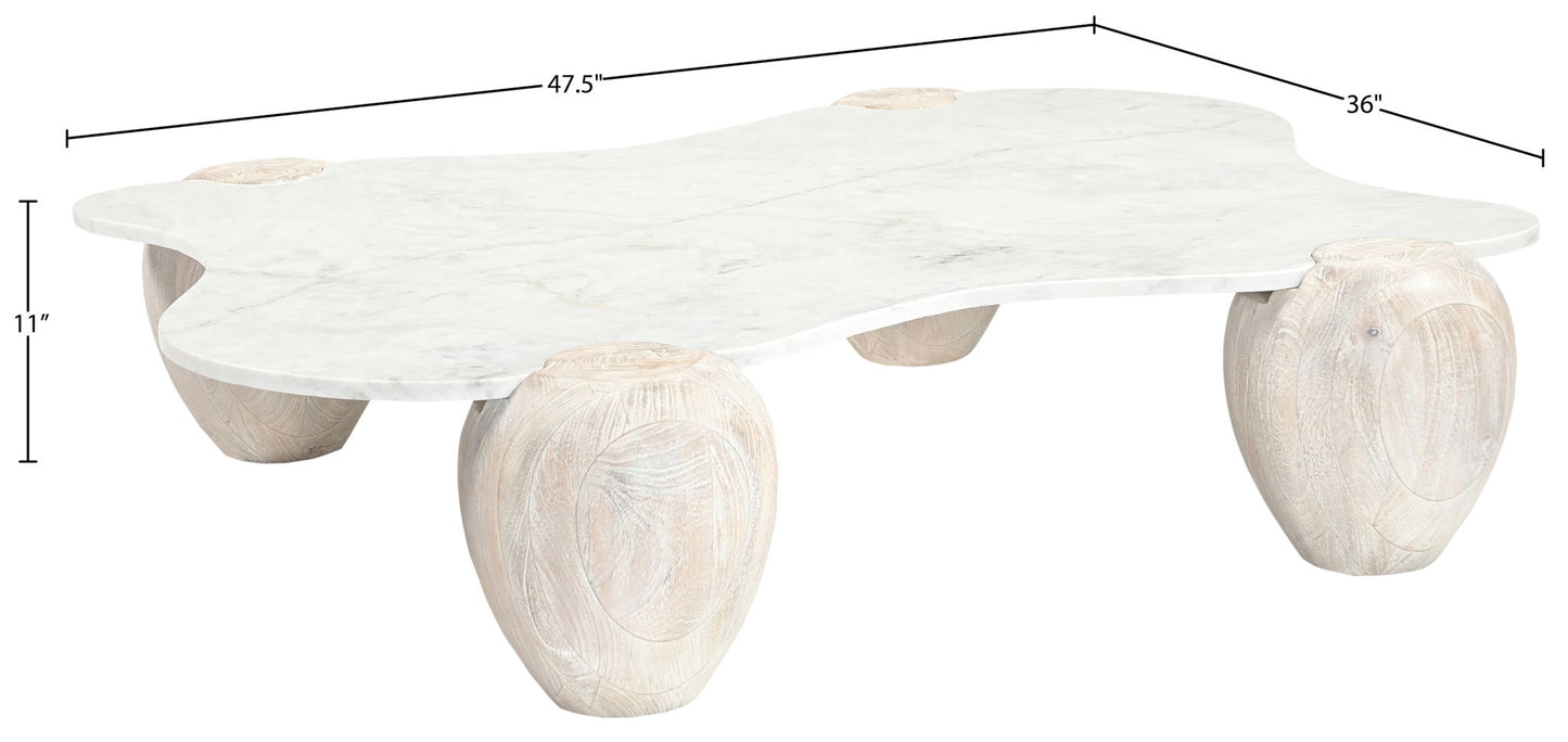Liona - Marble And Acacia Wood Coffee Table