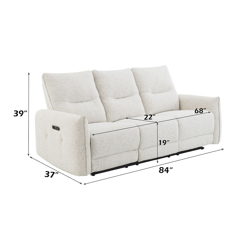 Lalisa - Power Motion Sofa With USB Port - Cream Chenille