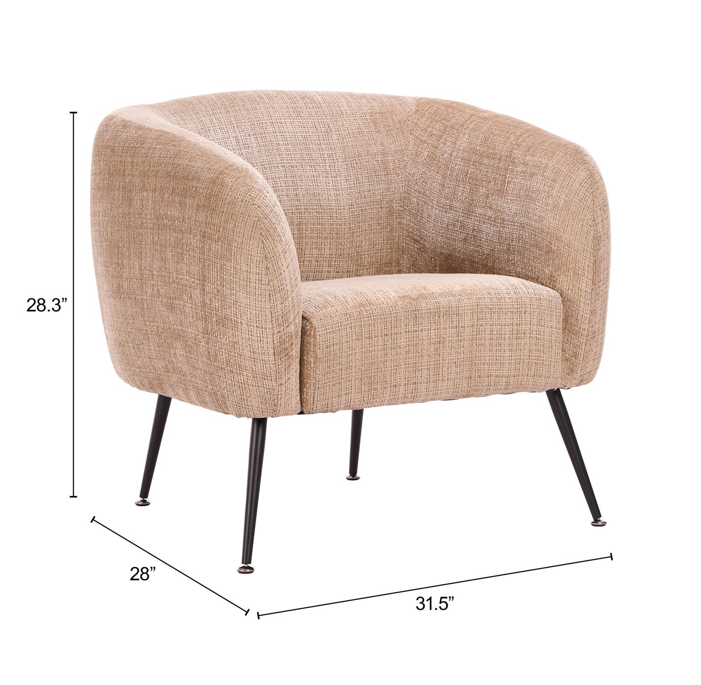 Racine - Accent Chair - Linen Beige / Brown