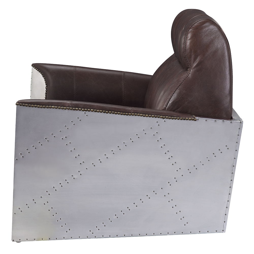 Brancaster - Accent Chair - Espresso Top Grain Leather & Aluminum