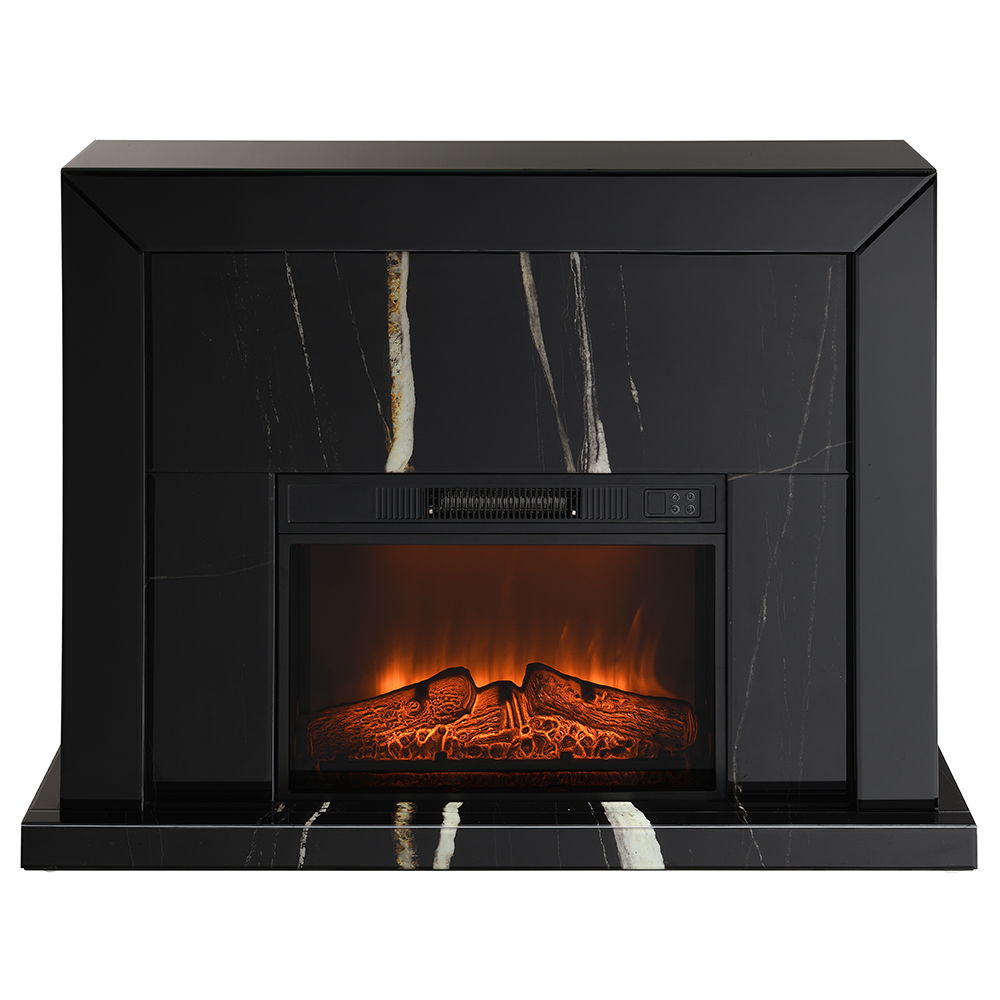 Drisana - Fireplace - Black Mirrored
