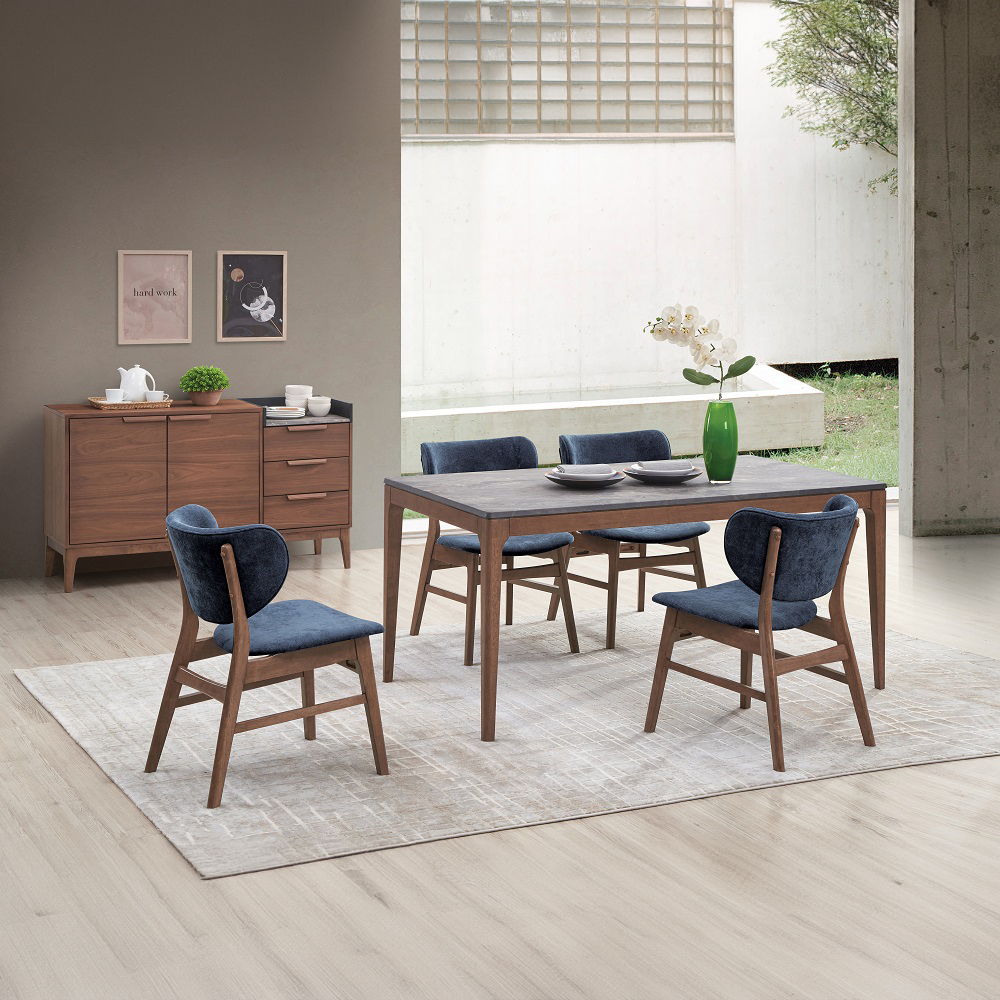 Bevis - Dining Table - Engineered Stone Top & Walnut