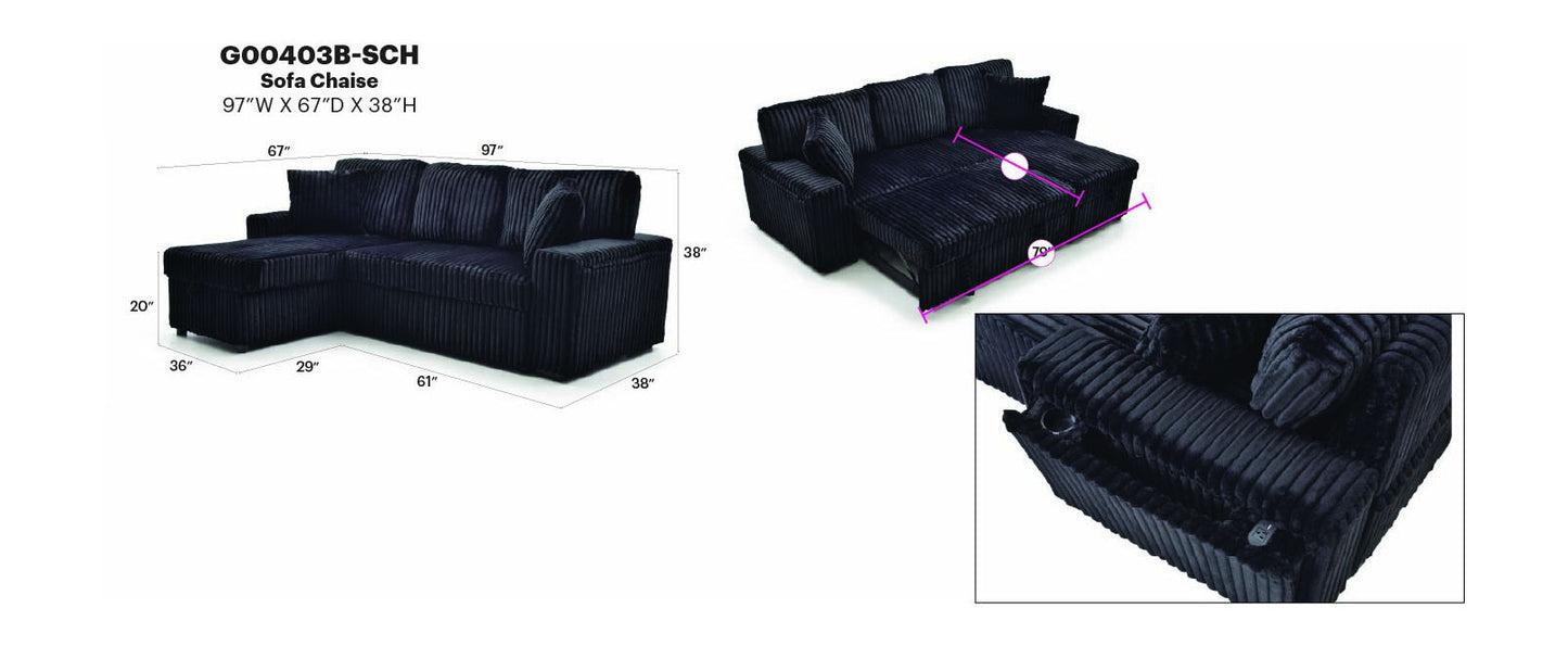 Glory Furniture - Connie - Sofa Bed Chaise