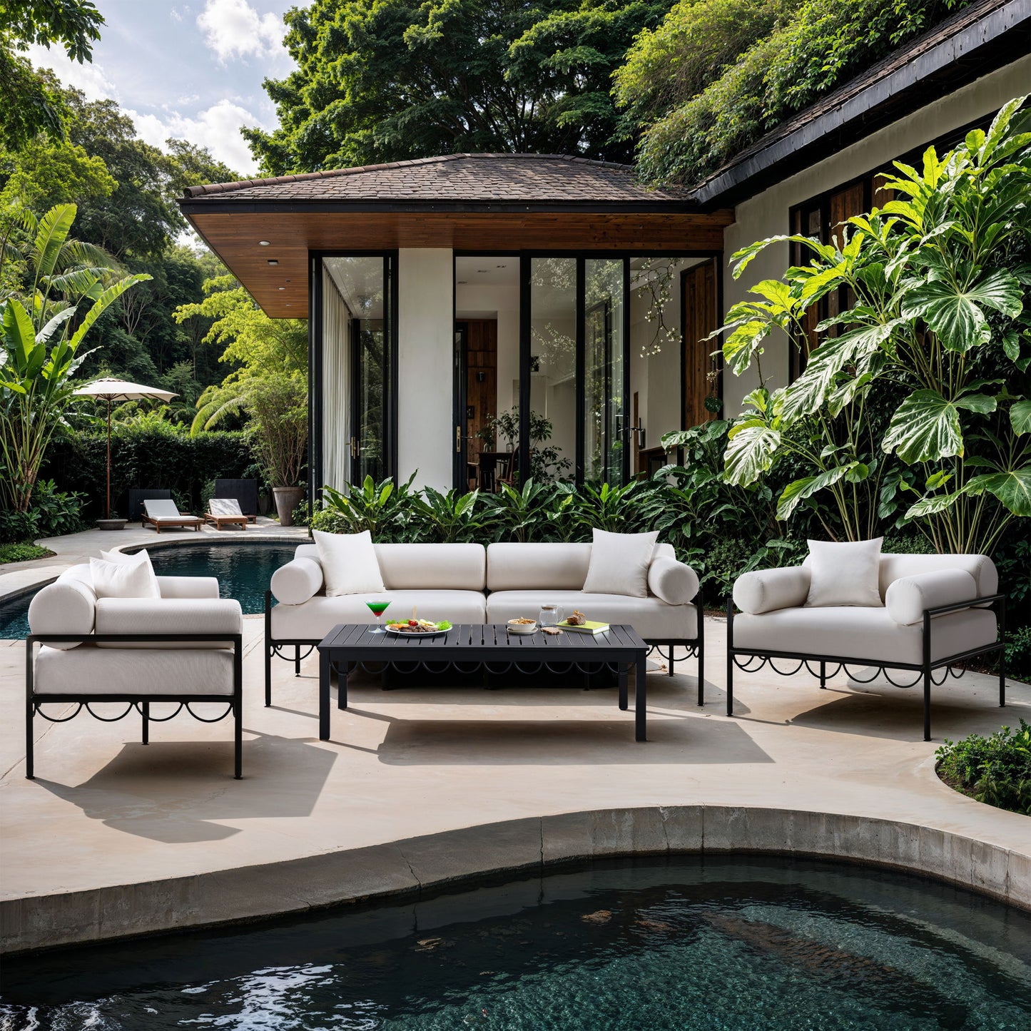 Portofino - Resilient Water Repellent Fabric Upholstered Outdoor Patio Chair