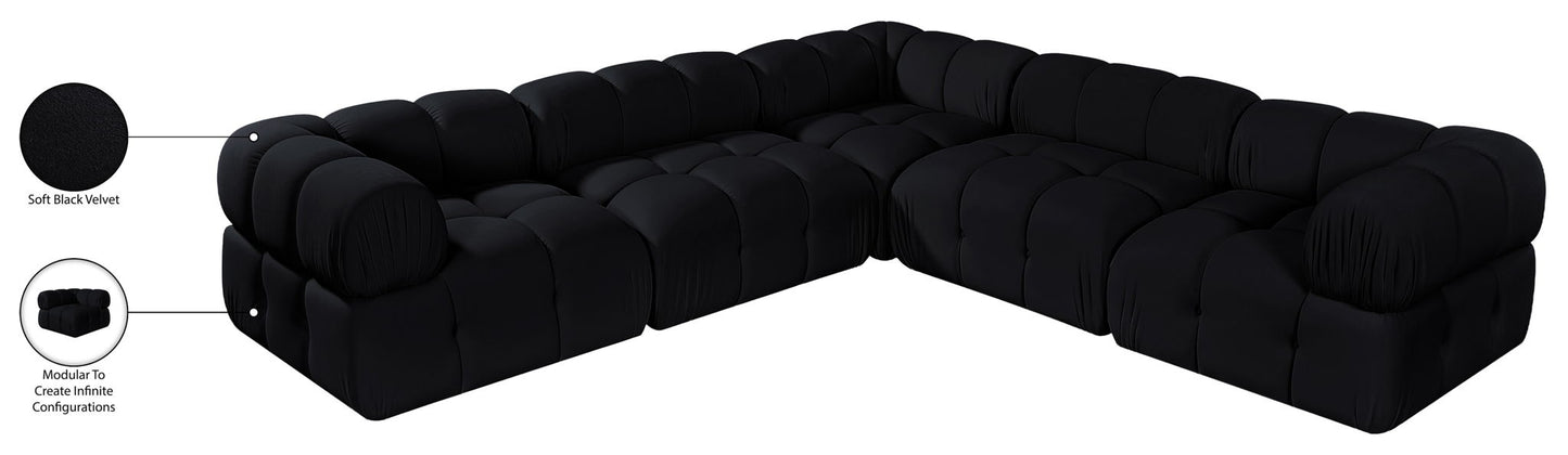 Orin - Velvet 5 Piece Modular Corner Sectional