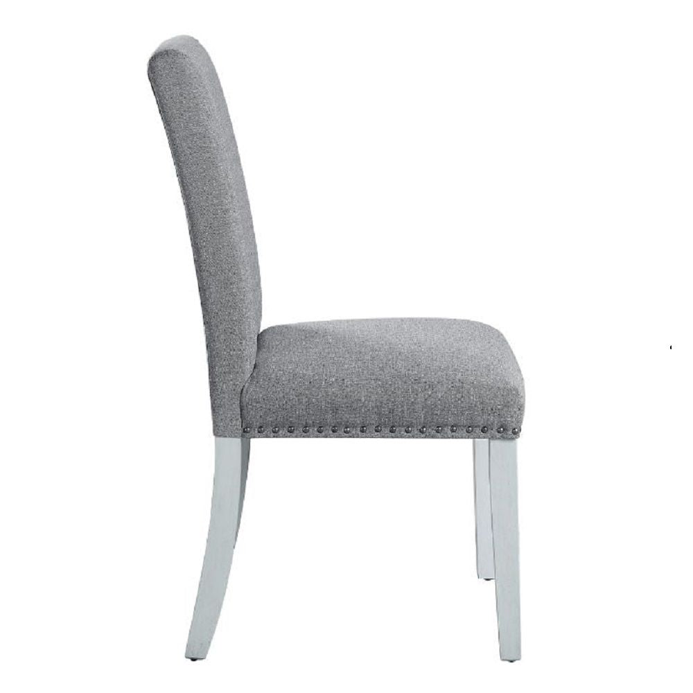 Lanton - Side Chair (Set of 2) - Gray Linen & Antique White