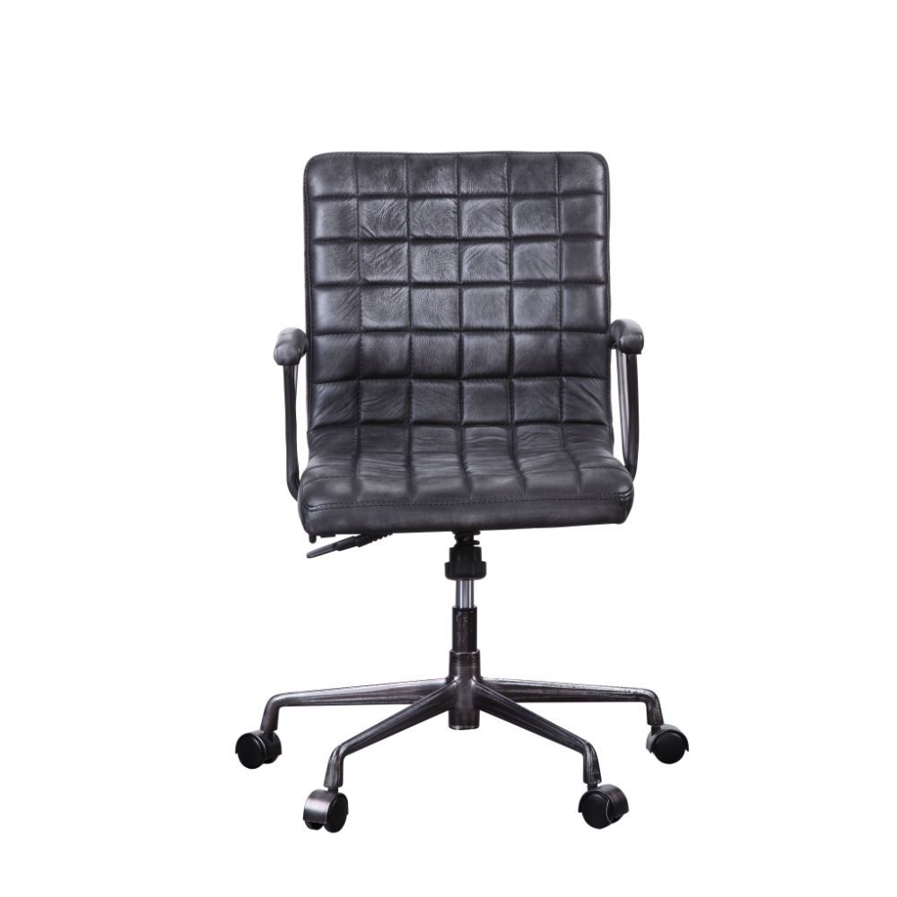 Barack - Office Chair - Vintage Black Top Grain Leather & Aluminum