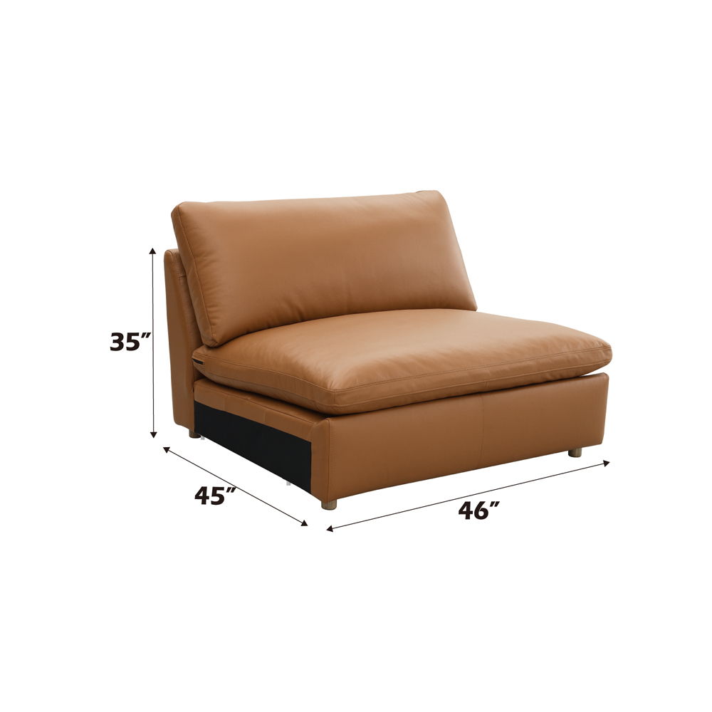 Brighton - Modular Armless Chair - Brown Top Grain Leather