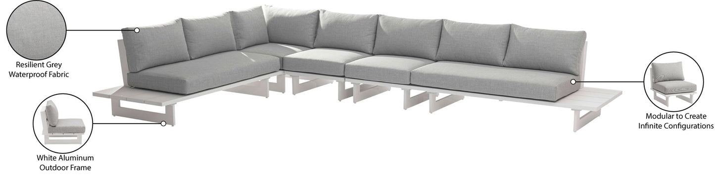 Maldives - 5 Piece Water Resistant Outdoor Patio Modular Sectional With White Base
