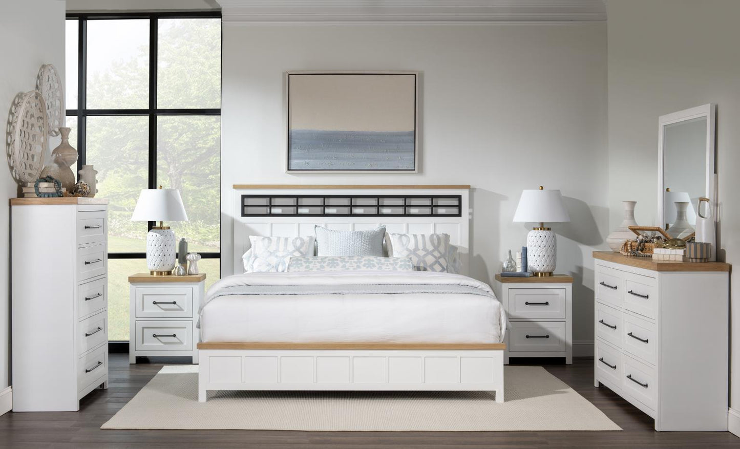 Horizons - 6 Drawers Dresser - Pure White / Natural Oak