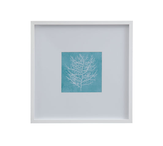 White Coral On Blue II Framed Print - Blue / White