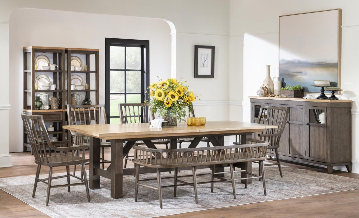 XXX's And OOO's - Trestle Dining Table - Two Tone