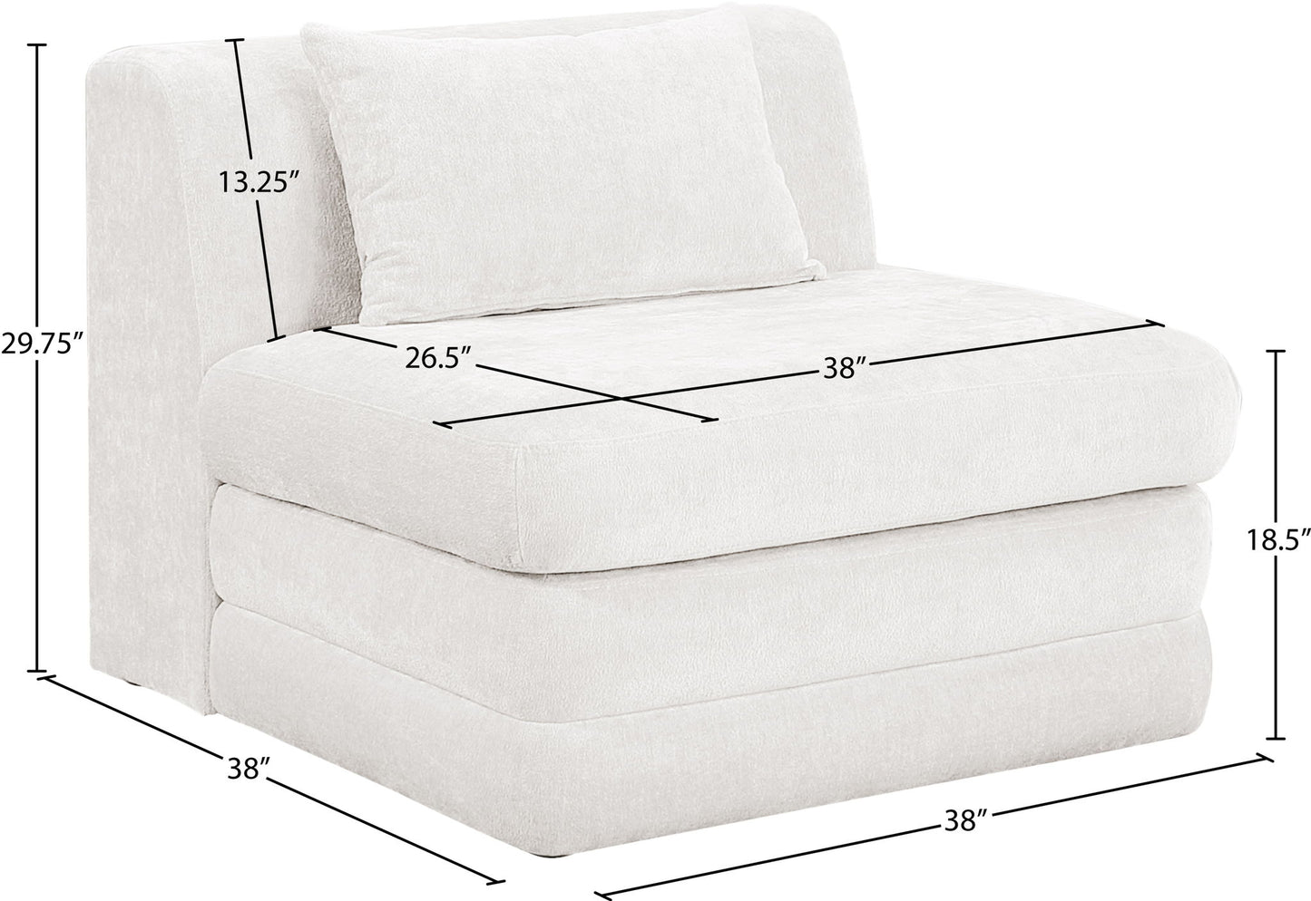 Stellar - Chenille Fabric Upholstered Modular Armless Chair