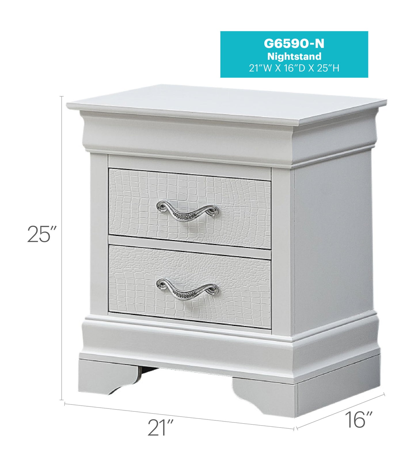 Lorana - 24" Nightstand - Silver Champagne
