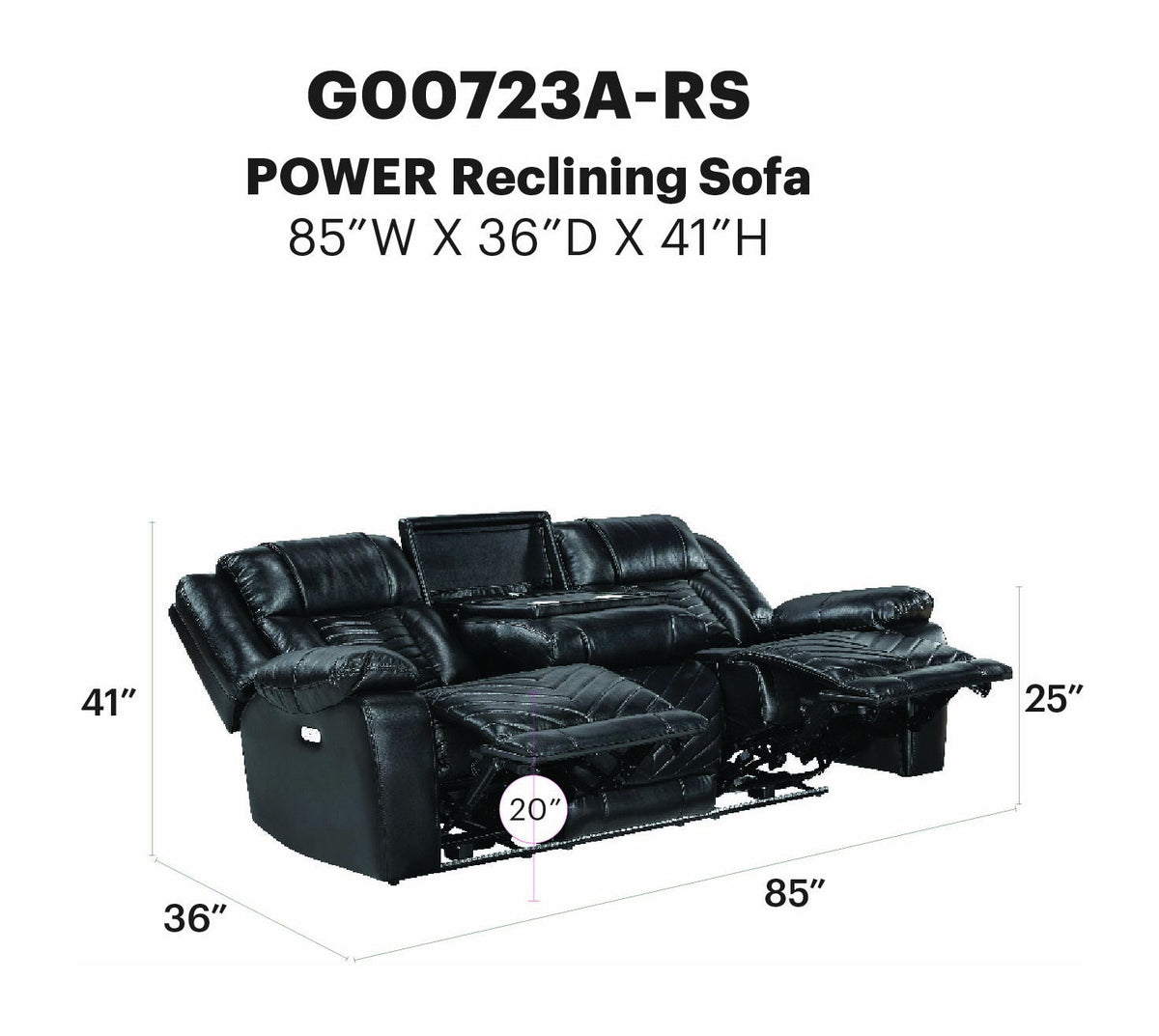 Glory Furniture - Sensa - Power Reclining Sofa With Table And LED Belt