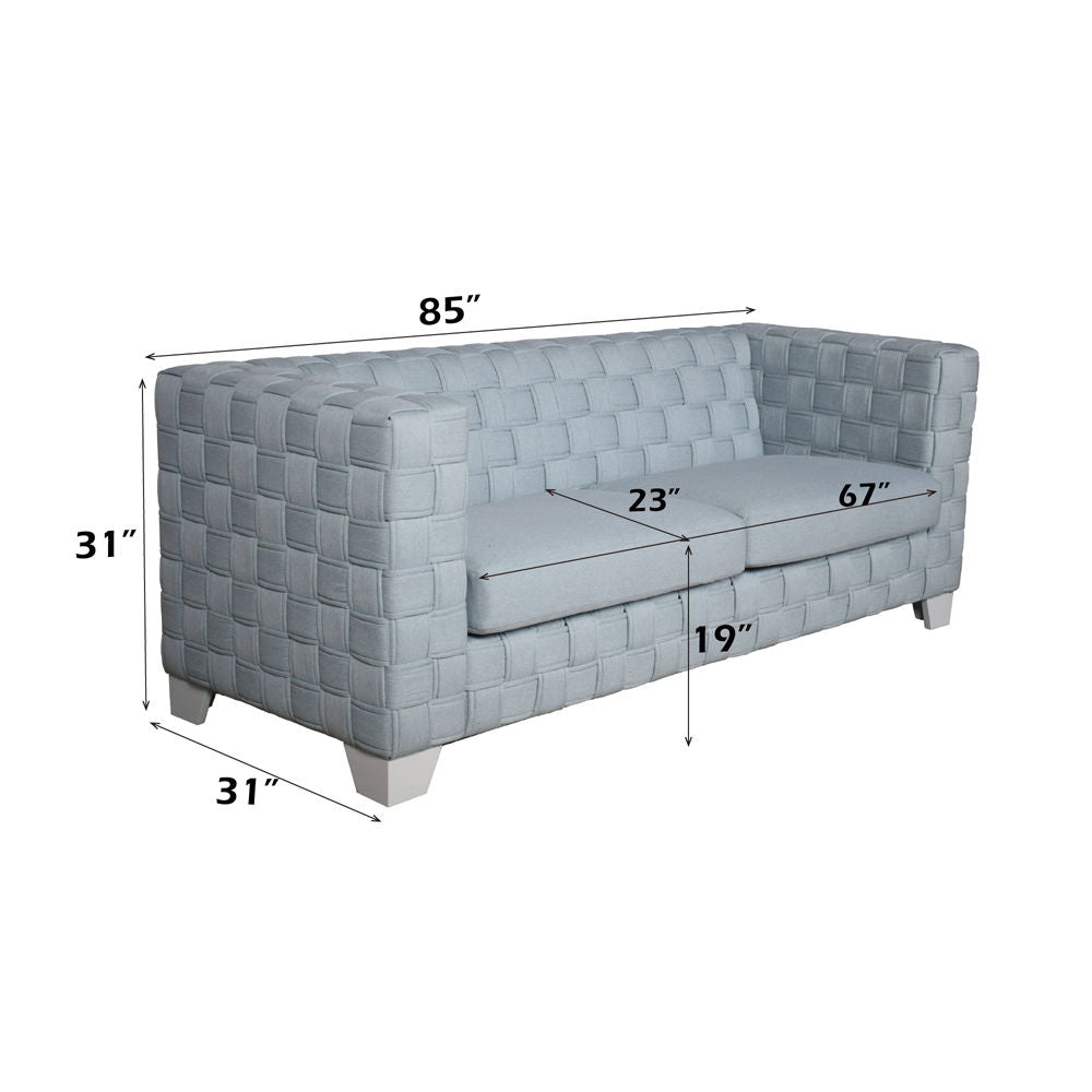 Saree - Sofa - Light Teal Chenille & White