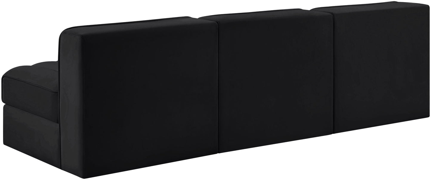 Rummi - Velvet Performance Fabric Upholstered 3 Piece Modular Armless Sofa