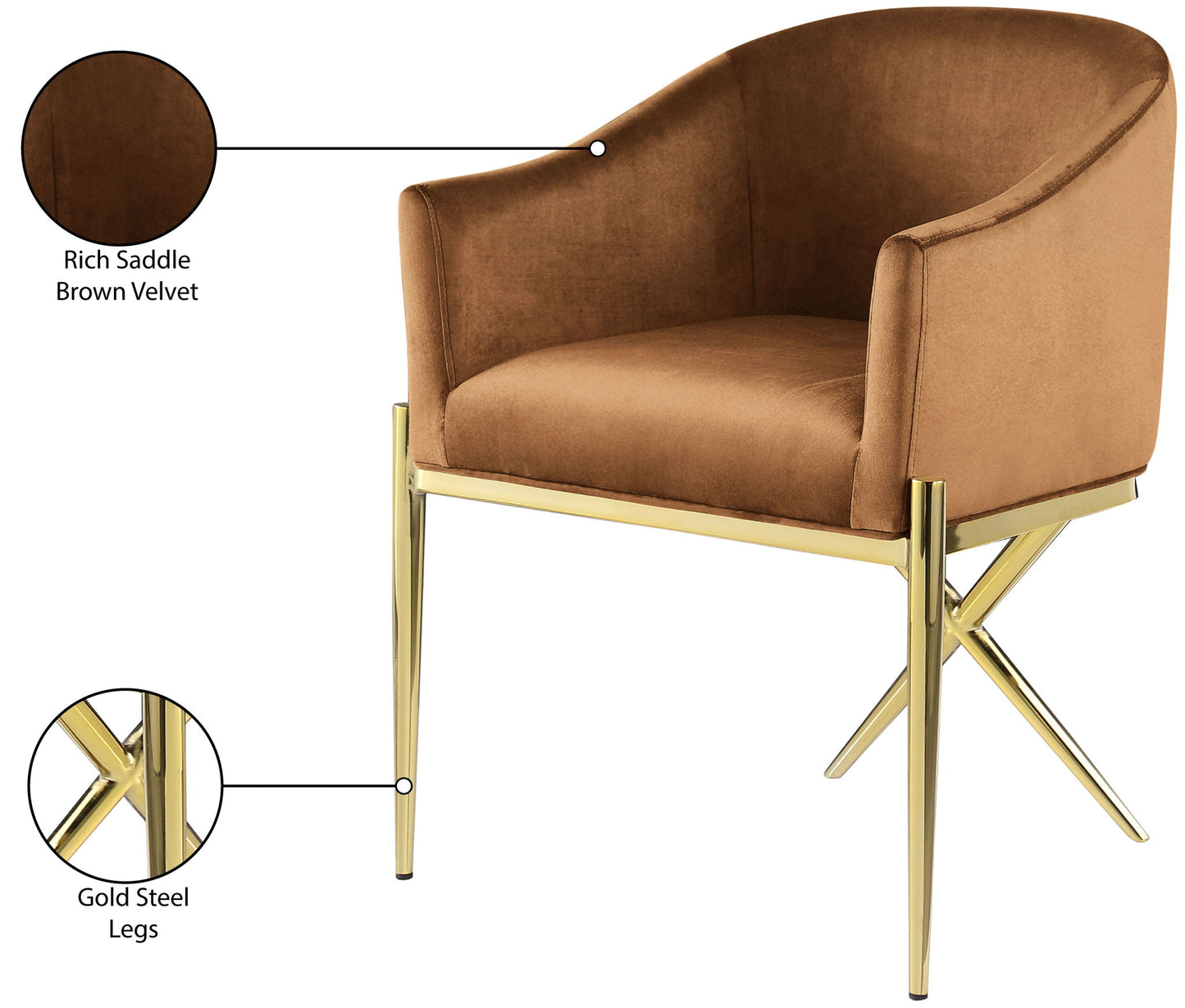 Xavier - Dining Chair with Gold Legs