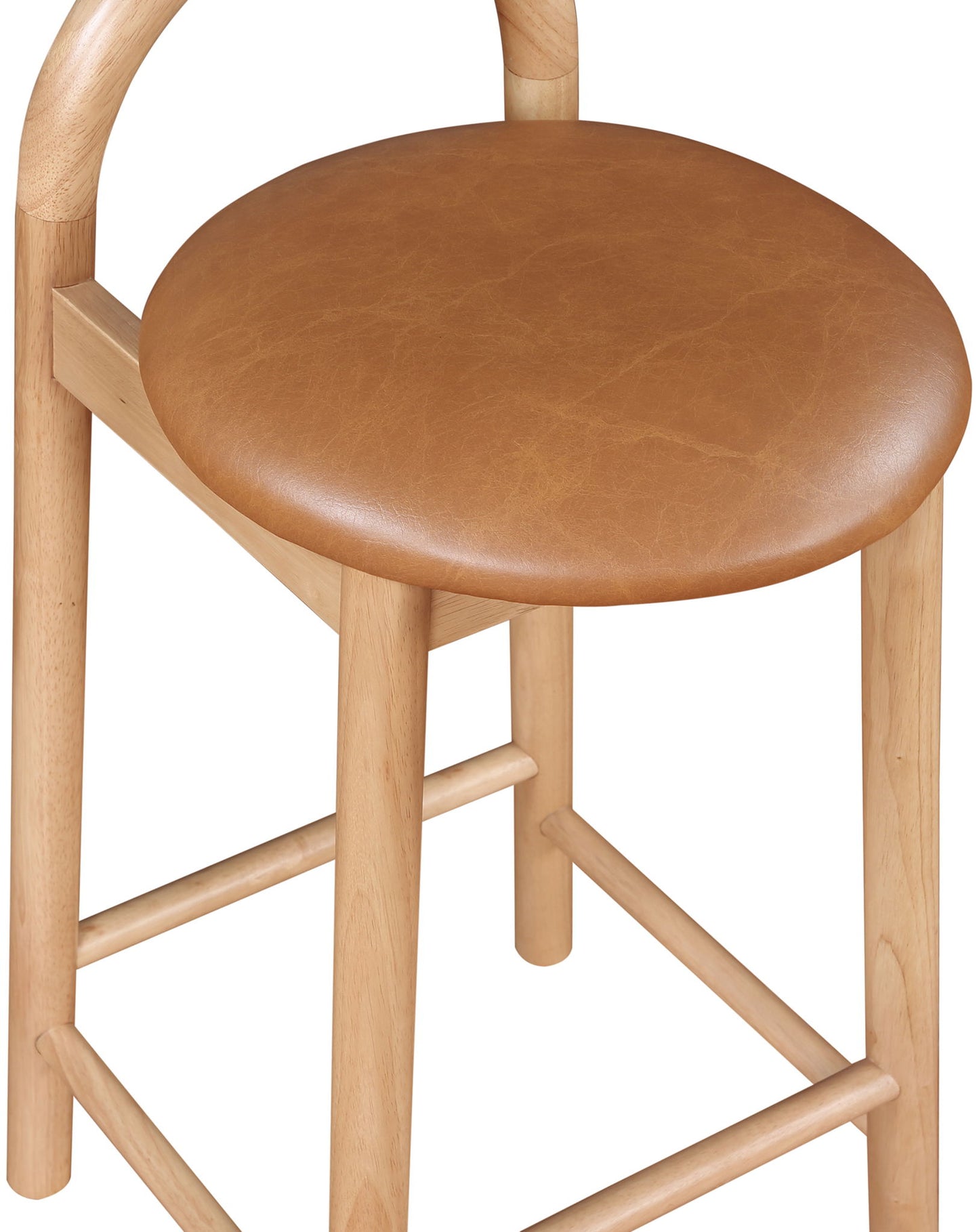 Calvin - Faux Leather Stool - Light Brown Legs