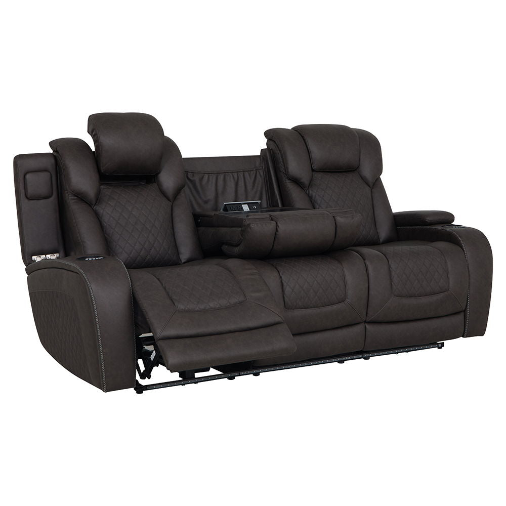 Wendell - Power Motion Sofa With Dropdown Table, Storage, USB & LED - Dark Gray