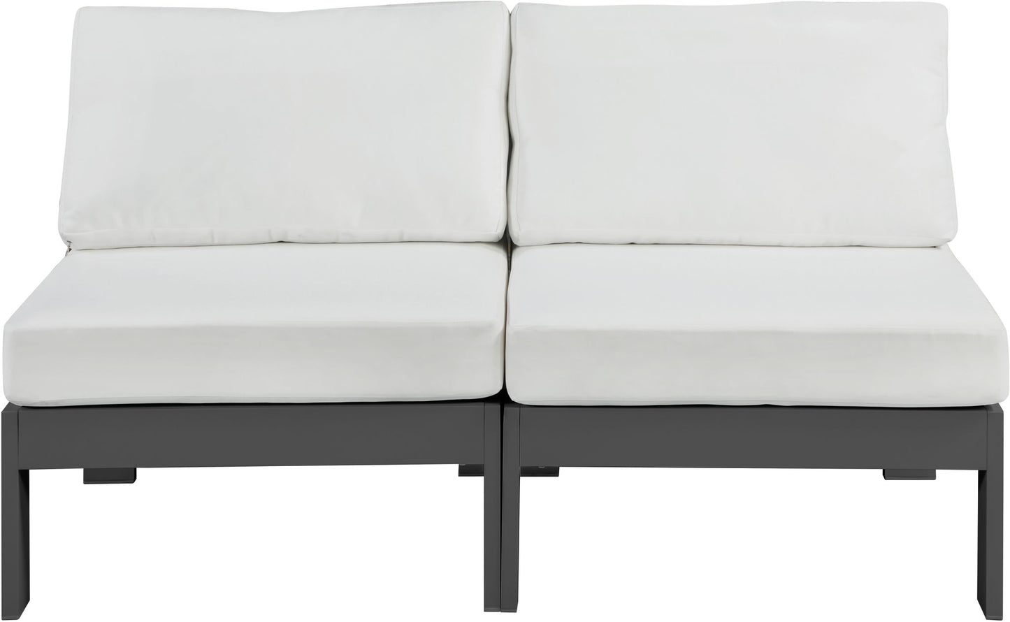 Nizuc - Outdoor Patio 2 Seat Armless Modular Sofa With Gray Frame