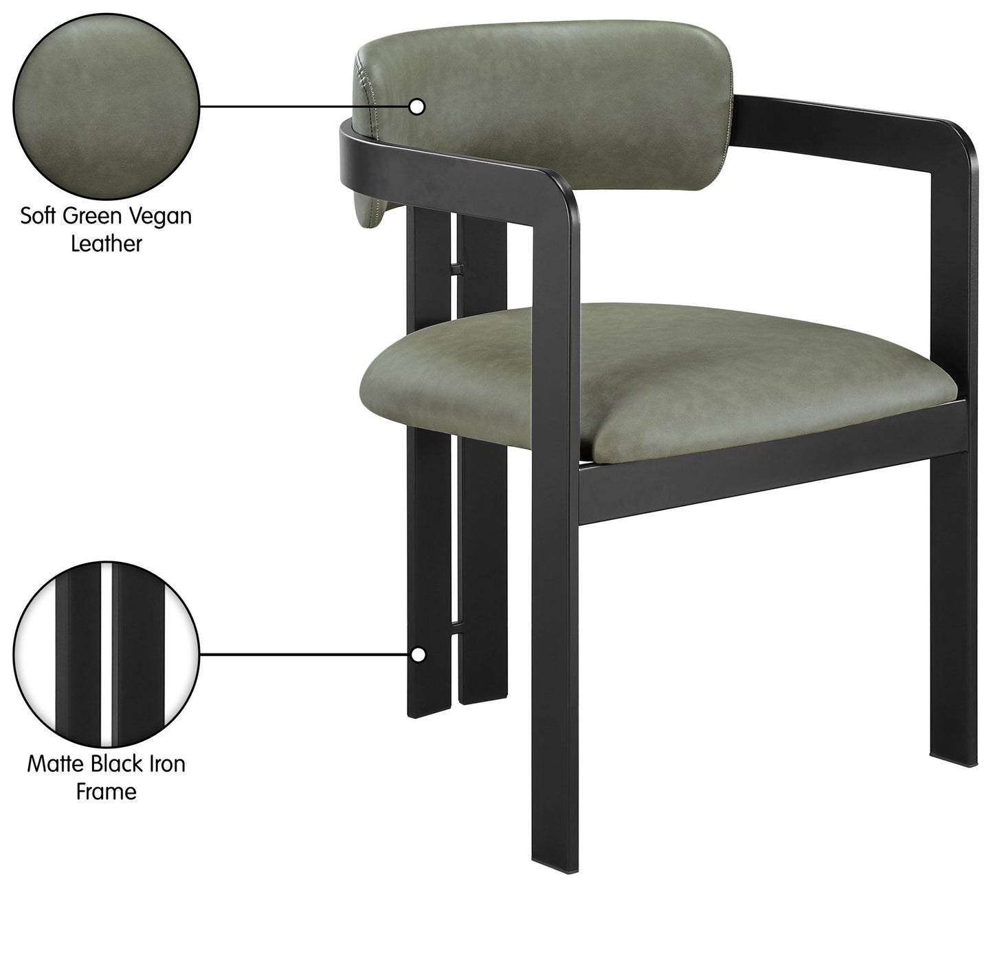 Aurum - Vegan Leather Upholstered Dining Chair With Graphite Black Base (Set of 2)