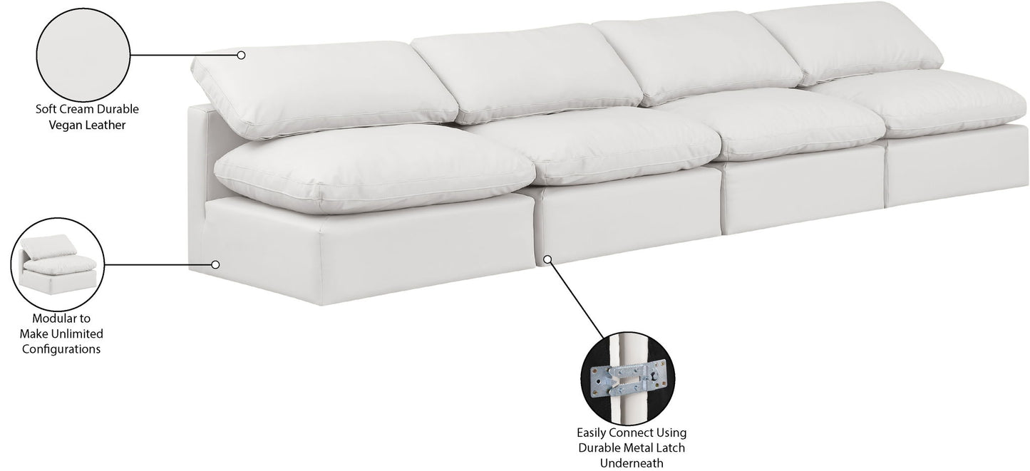 Indulge - Faux Leather 4 Seat Modular Armless Sofa