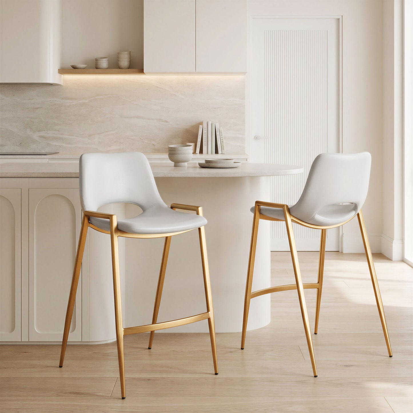 Desi - Counter Stool With Gold Legs (Set of 2)