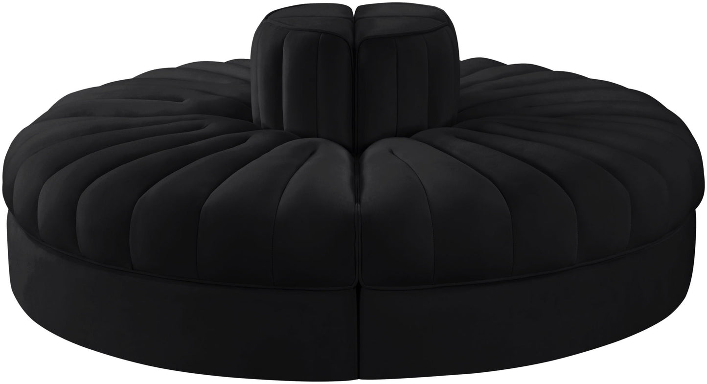 Rummi - Round Velvet Performance Fabric Upholstered 4 Piece Modular Sofa