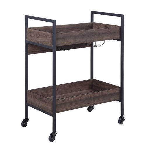 Jerrick - Serving Cart - Walnut & Black