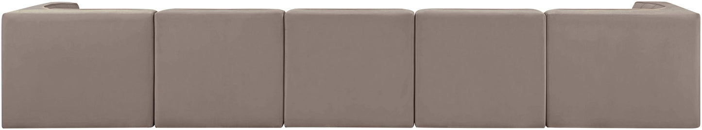 Rummi - Velvet Performance Fabric Upholstered 5 Piece Modular Sofa