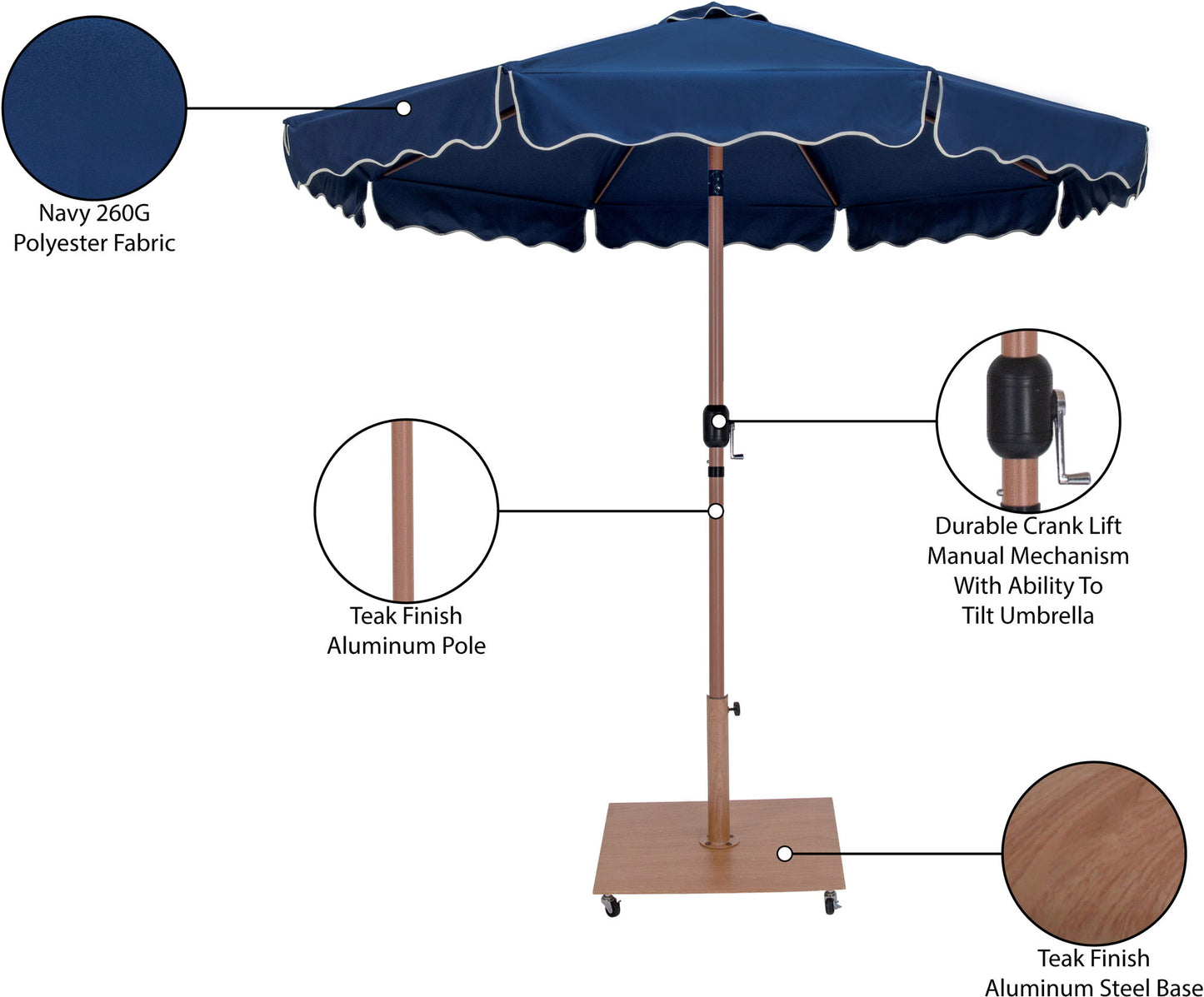 Amalfi - Aluminum Patio Umbrella - Light Brown Base / Light Brown Pole