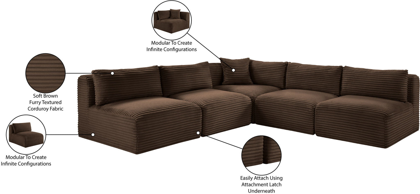 Shaggy - 5 Piece Modular Corner Armless Sectional