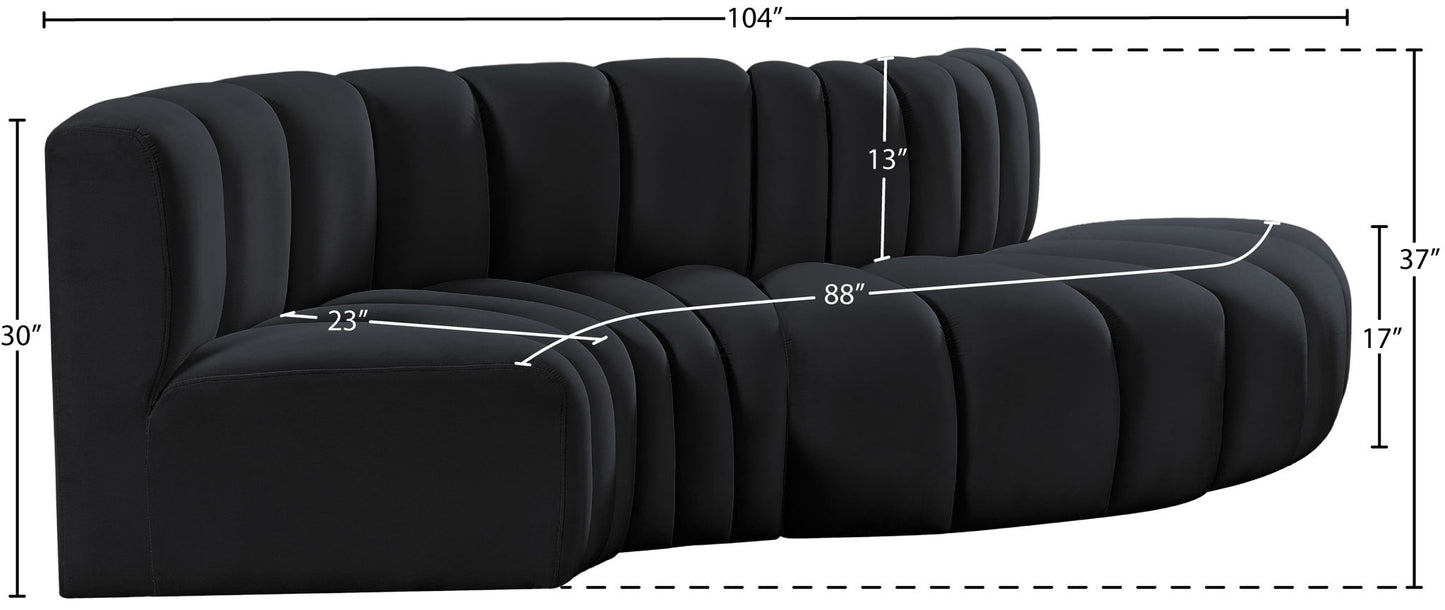 Arc - Velvet 4 Piece L-Shaped Modular Sofa