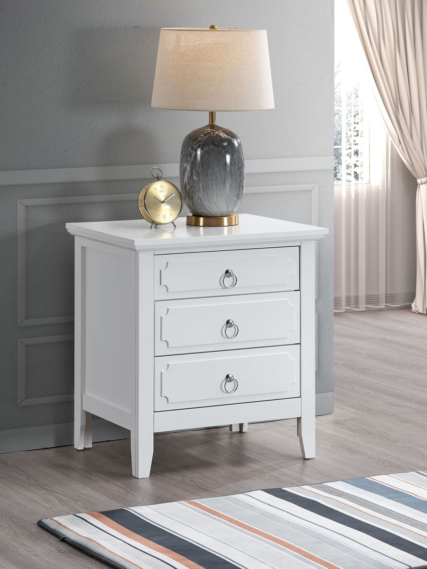 Hammond - 3 Drawer Wood Nightstand - White