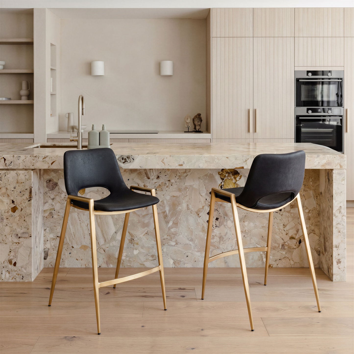 Desi - Counter Stool With Gold Legs (Set of 2)