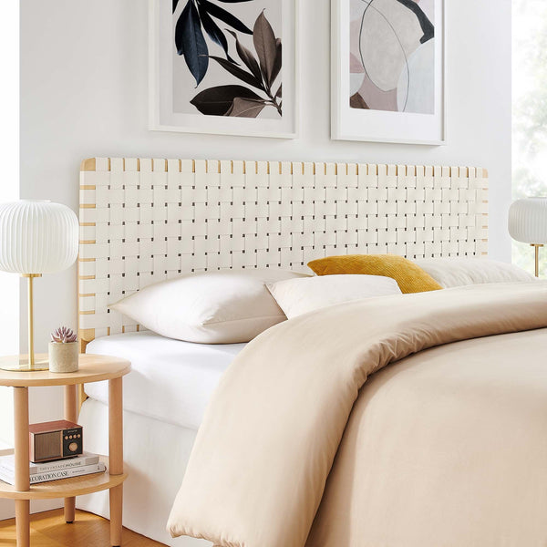 Sparta Weave Vegan Leather Headboard - King, Natural Beige