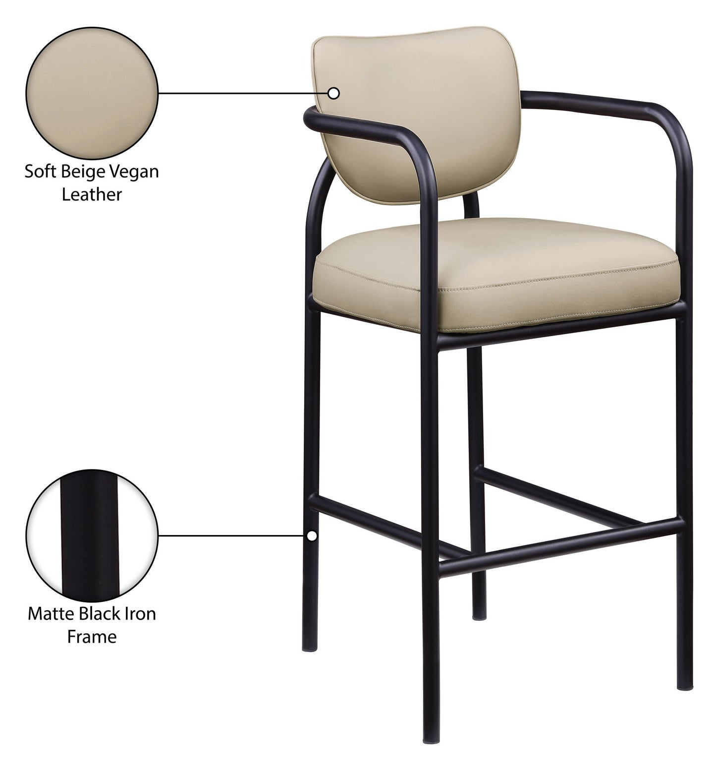 Serava - Vegan Leather Upholstered Bar Stool