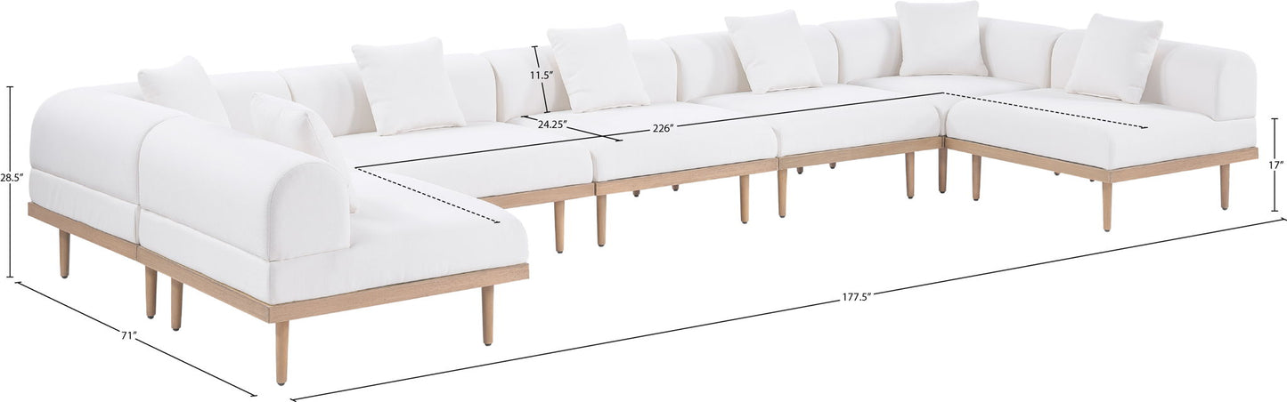 Laguna - 7 Piece Resilient Water Resistant Fabric 142" Upholstered Outdoor Patio Modular Sectional