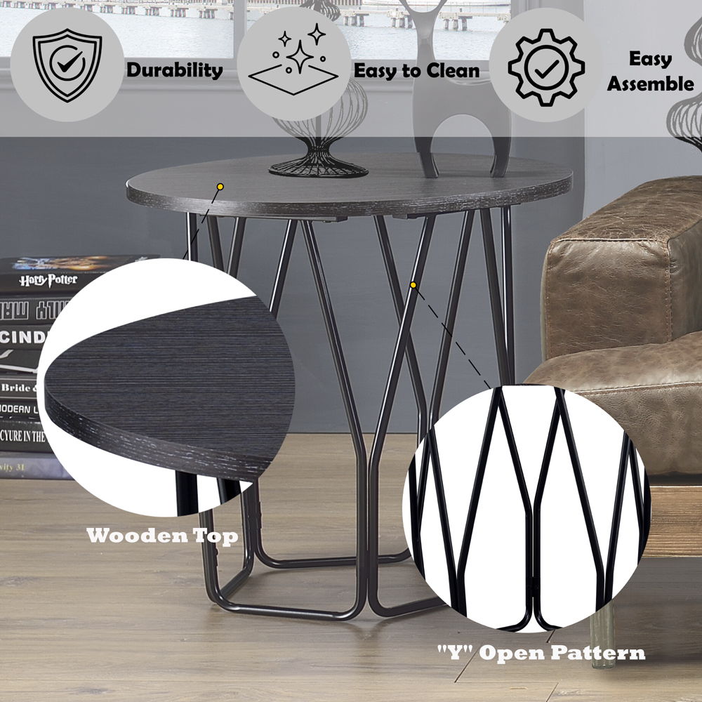 Sytira - End Table - Espresso & Black