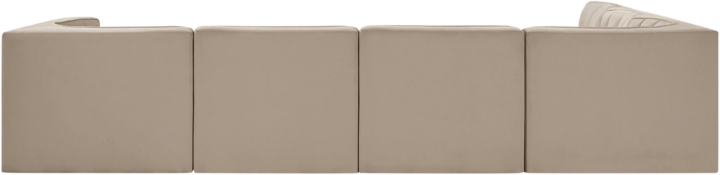 Rummi - Velvet Performance Fabric Upholstered 6 Piece Modular Sectional